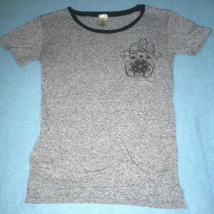 TRILLIUM pocket t-shirt top heather gray crew soft stretchy short sleeve size XS